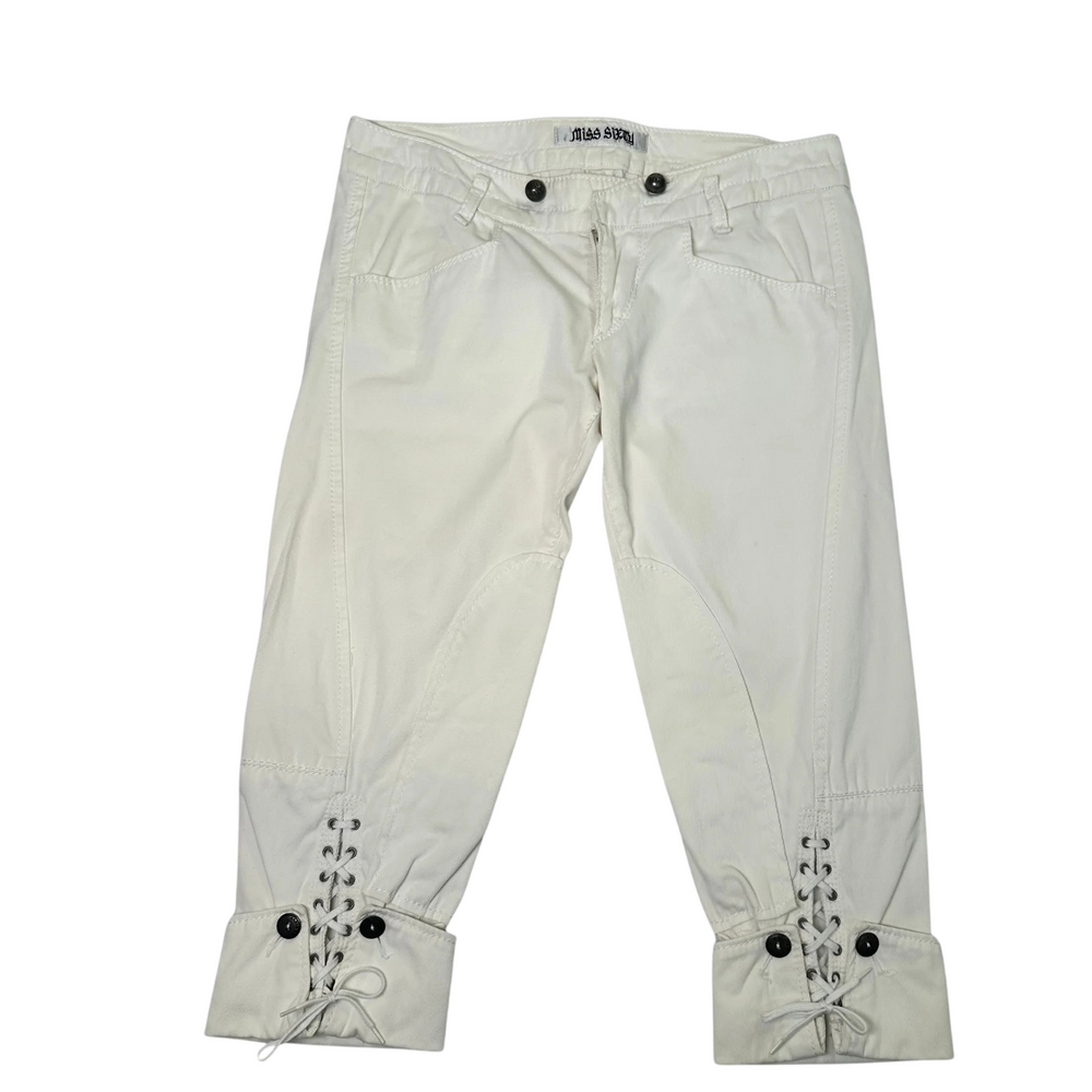 Miss Sixty white lace-up ankle pants